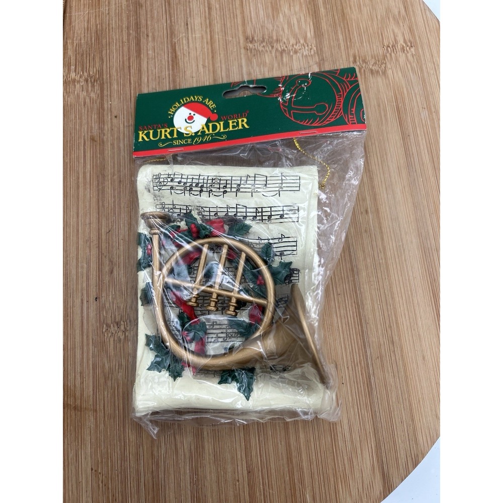NEW Kurt S French Horn  with‎ Music Christmas Ornament 6"